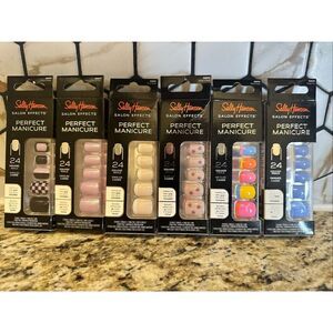 Sally Hansen 6 Sets of 24 Press on Square Shaped Nails With Glue New